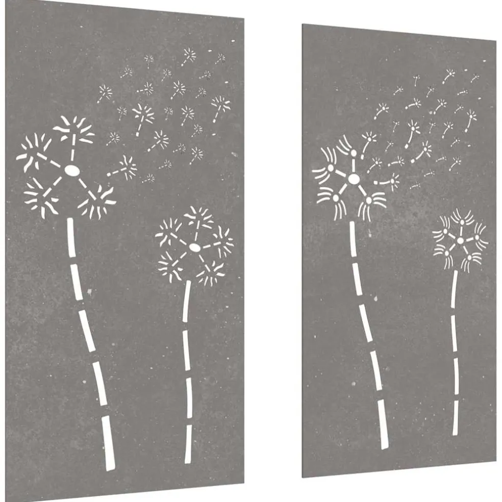 vidaXL Wanddecoratie tuin 2 st bloemenontwerp 105x55 cm cortenstaal