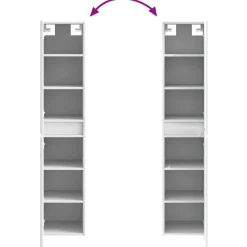 vidaXL Wand Gemonteerde Badkamerkast Wit 33 x 34,5 x 160 cm