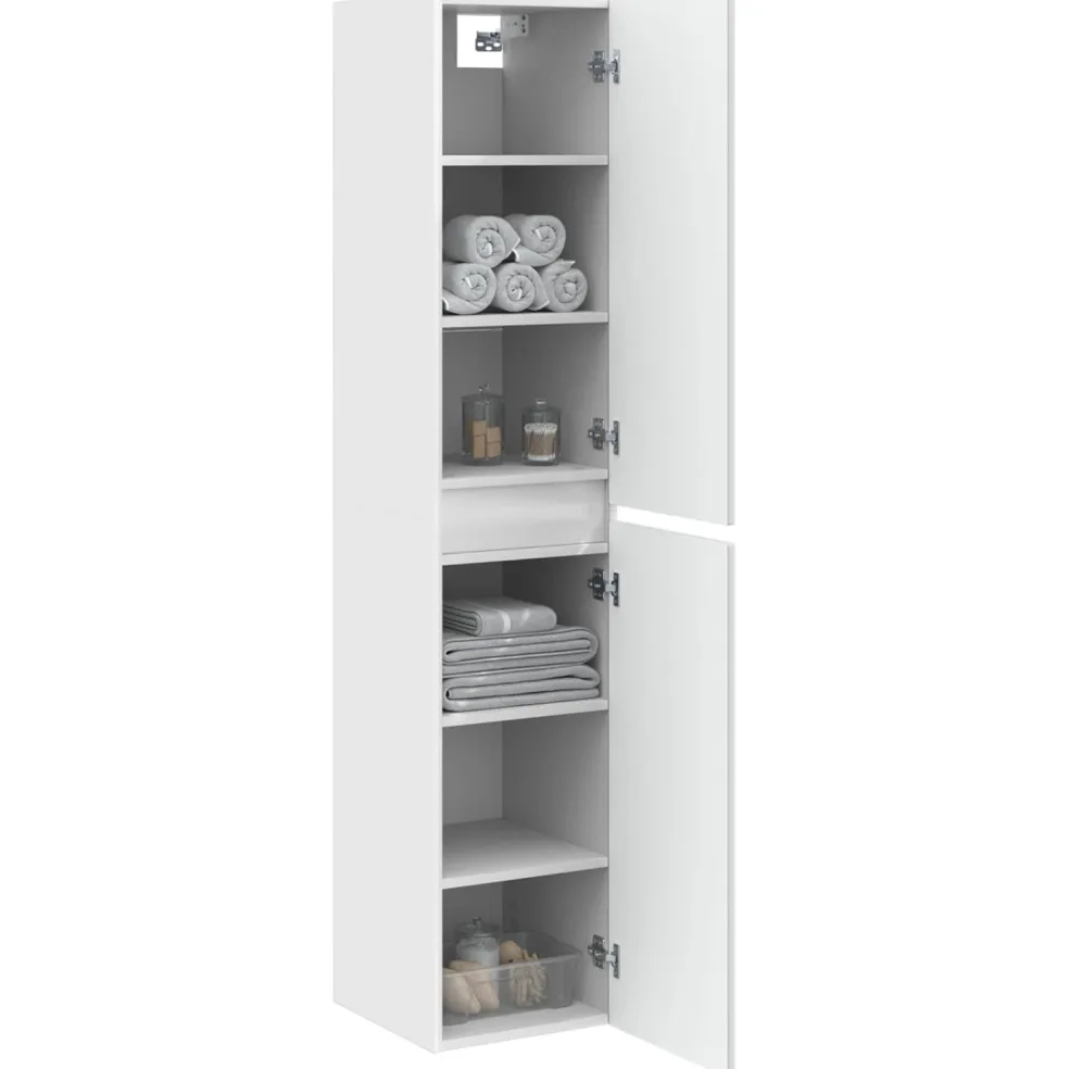 vidaXL Wand Gemonteerde Badkamerkast Wit 33 x 34,5 x 160 cm