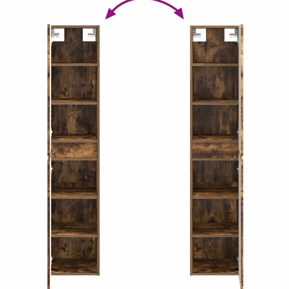 vidaXL Wand Gemonteerde Badkamerkast Gerookt eiken 33 x 34,5 x 160 cm
