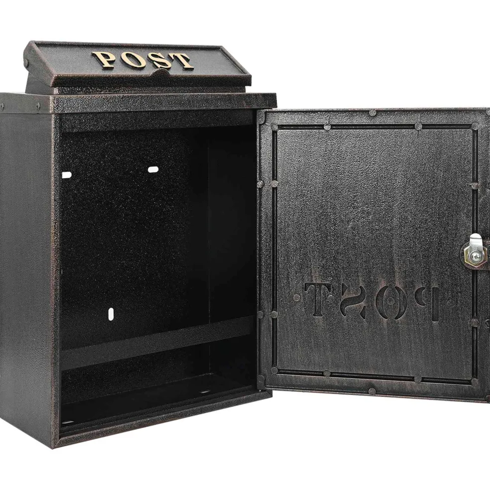 vidaXL Wandgemonteerde brievenbus met opslag Brons 29 x 13 x 41 cm