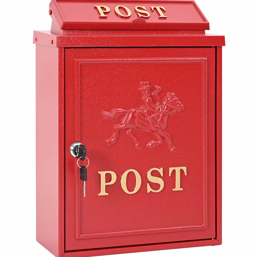vidaXL Wandgemonteerde brievenbus met opslag Rood 29 x 13 x 41 cm