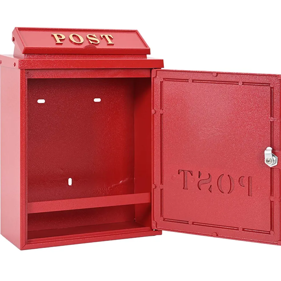 vidaXL Wandgemonteerde brievenbus met opslag Rood 29 x 13 x 41 cm