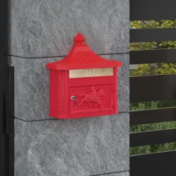 vidaXL Wandgemonteerde brievenbus met opslag Rood 40,5 x 16 x 45 cm