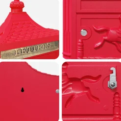 vidaXL Wandgemonteerde brievenbus met opslag Rood 40,5 x 16 x 45 cm