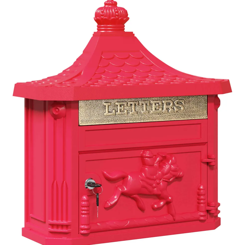 vidaXL Wandgemonteerde brievenbus met opslag Rood 40,5 x 16 x 45 cm