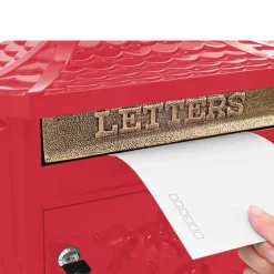 vidaXL Wandgemonteerde brievenbus met opslag Rood 40,5 x 16 x 45 cm