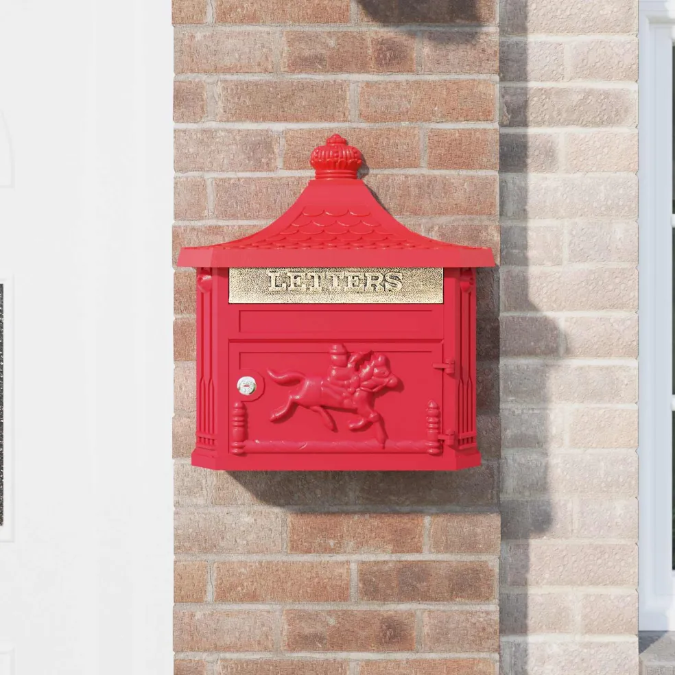 vidaXL Wandgemonteerde brievenbus met opslag Rood 40,5 x 16 x 45 cm