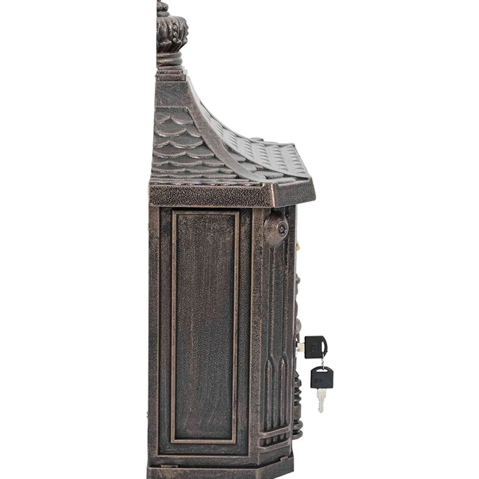 vidaXL Wandgemonteerde brievenbus met opslag Brons 40,5 x 16 x 45 cm
