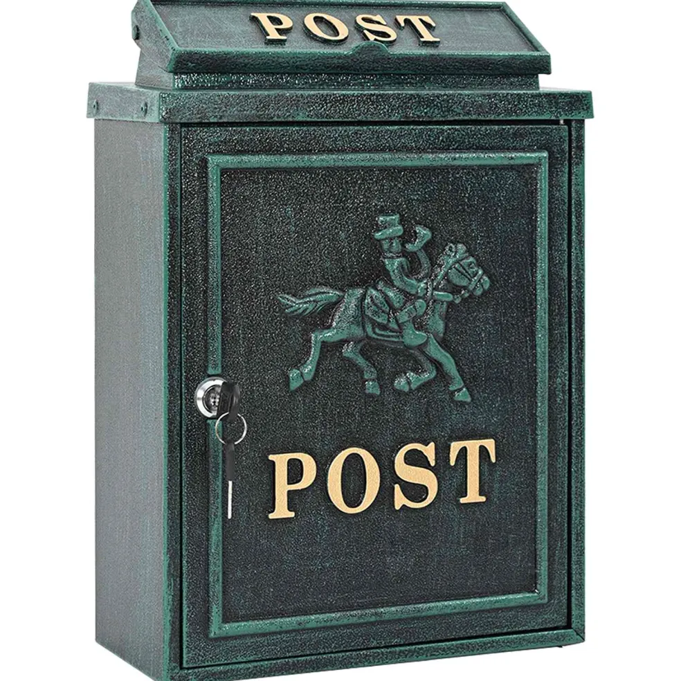 vidaXL Wandgemonteerde brievenbus met opslag Groen 29 x 13 x 41 cm