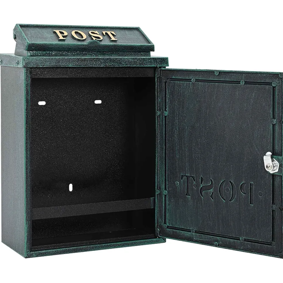 vidaXL Wandgemonteerde brievenbus met opslag Groen 29 x 13 x 41 cm