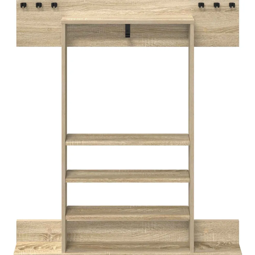 vidaXL Wandgemonteerde hengelhouder Bewerkt hout 93 x 12 x 103 cm