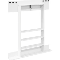 vidaXL Wandgemonteerde hengelhouder Bewerkt hout 93 x 12 x 103 cm Wit