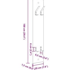 vidaXL Wandgemonteerde kapstok Muurmontage Wit 20 x 1,5 x 100 cm