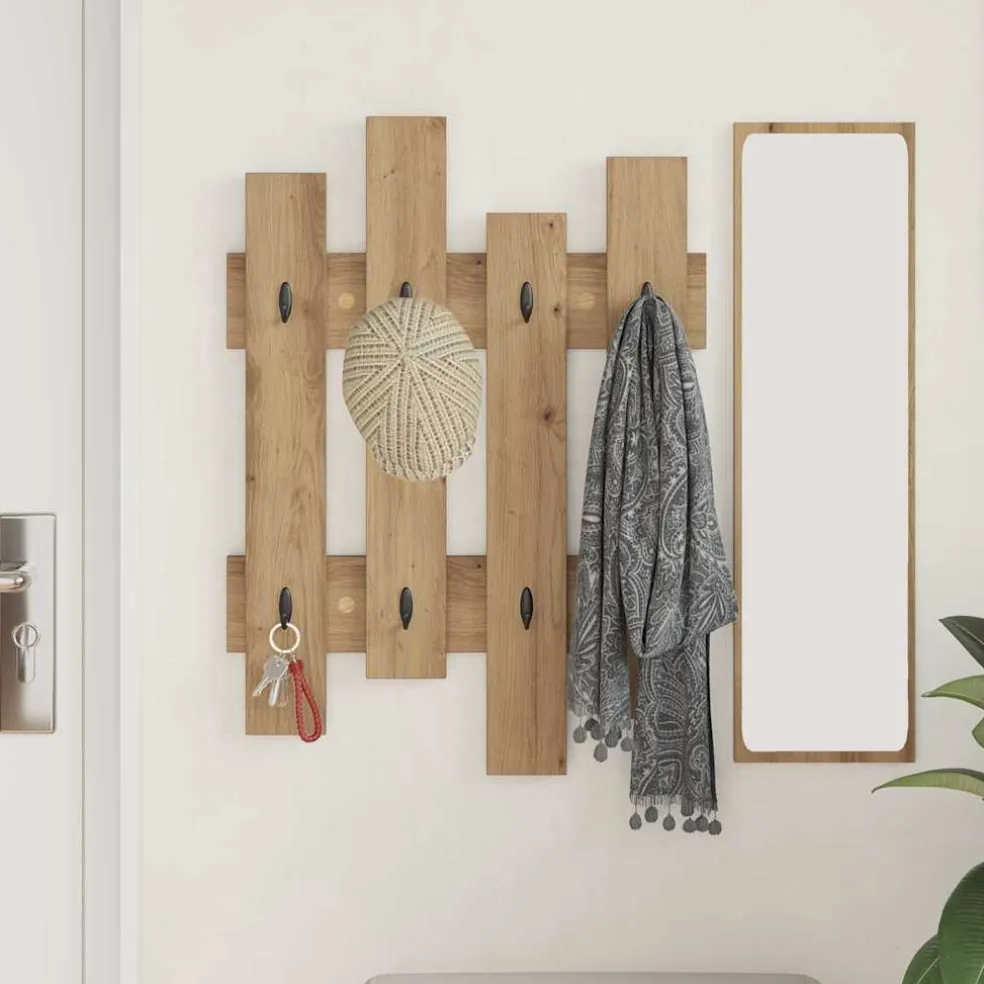 vidaXL Wandgemonteerde kapstok Muurmontage Artisan Eiken Bewerkt hout