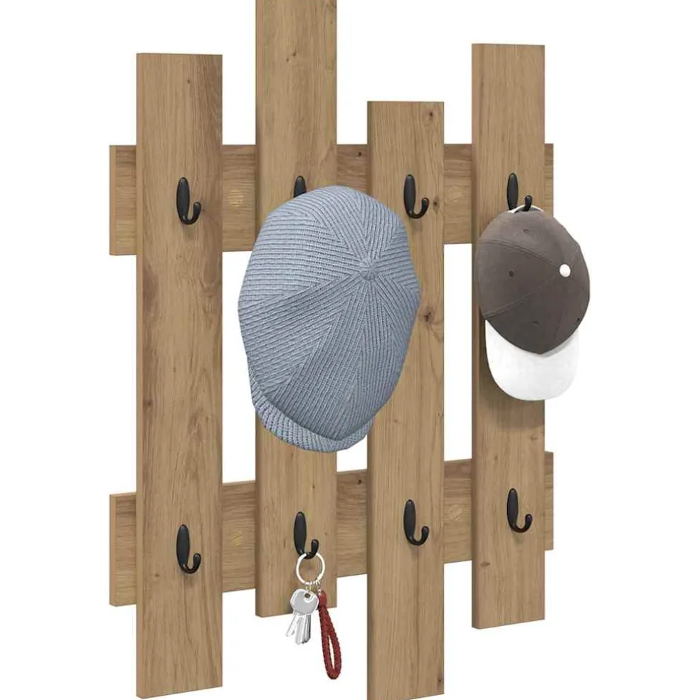 vidaXL Wandgemonteerde kapstok Muurmontage Artisan Eiken Bewerkt hout