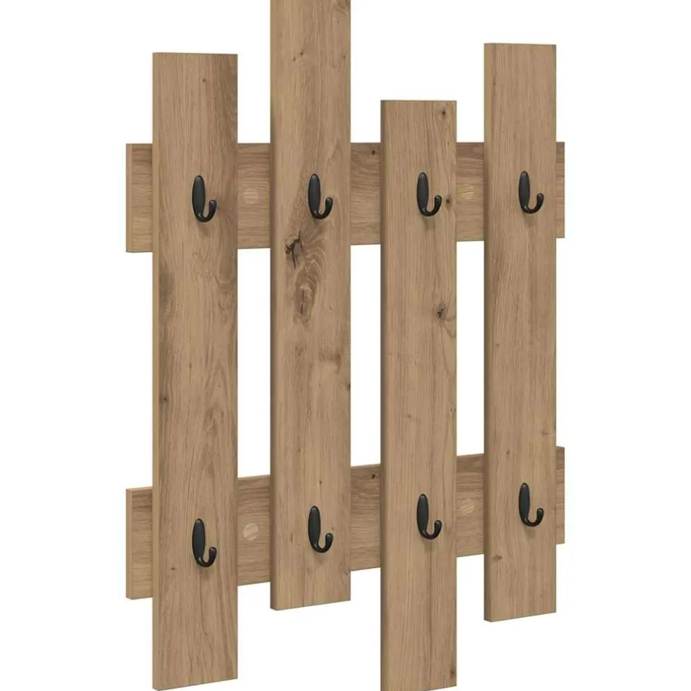 vidaXL Wandgemonteerde kapstok Muurmontage Artisan Eiken Bewerkt hout