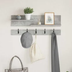 vidaXL Wandgemonteerde kapstok Muurmontage Beton Grijs 90 x 15 x 36 cm