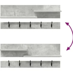 vidaXL Wandgemonteerde kapstok Muurmontage Beton Grijs 90 x 15 x 36 cm