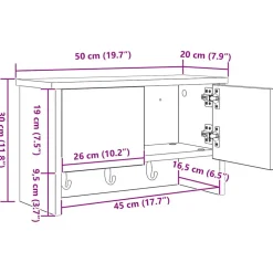 vidaXL Wandgemonteerde kapstok Muurmontage Wit 50 x 20 x 30 cm
