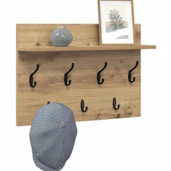 vidaXL Wandgemonteerde kapstok Muurmontage Artisan Eiken Bewerkt hout