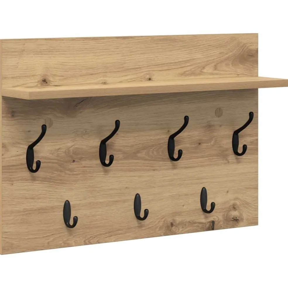 vidaXL Wandgemonteerde kapstok Muurmontage Artisan Eiken Bewerkt hout