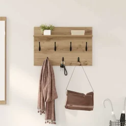 vidaXL Wandgemonteerde kapstok Muurmontage Artisan Eiken Bewerkt hout
