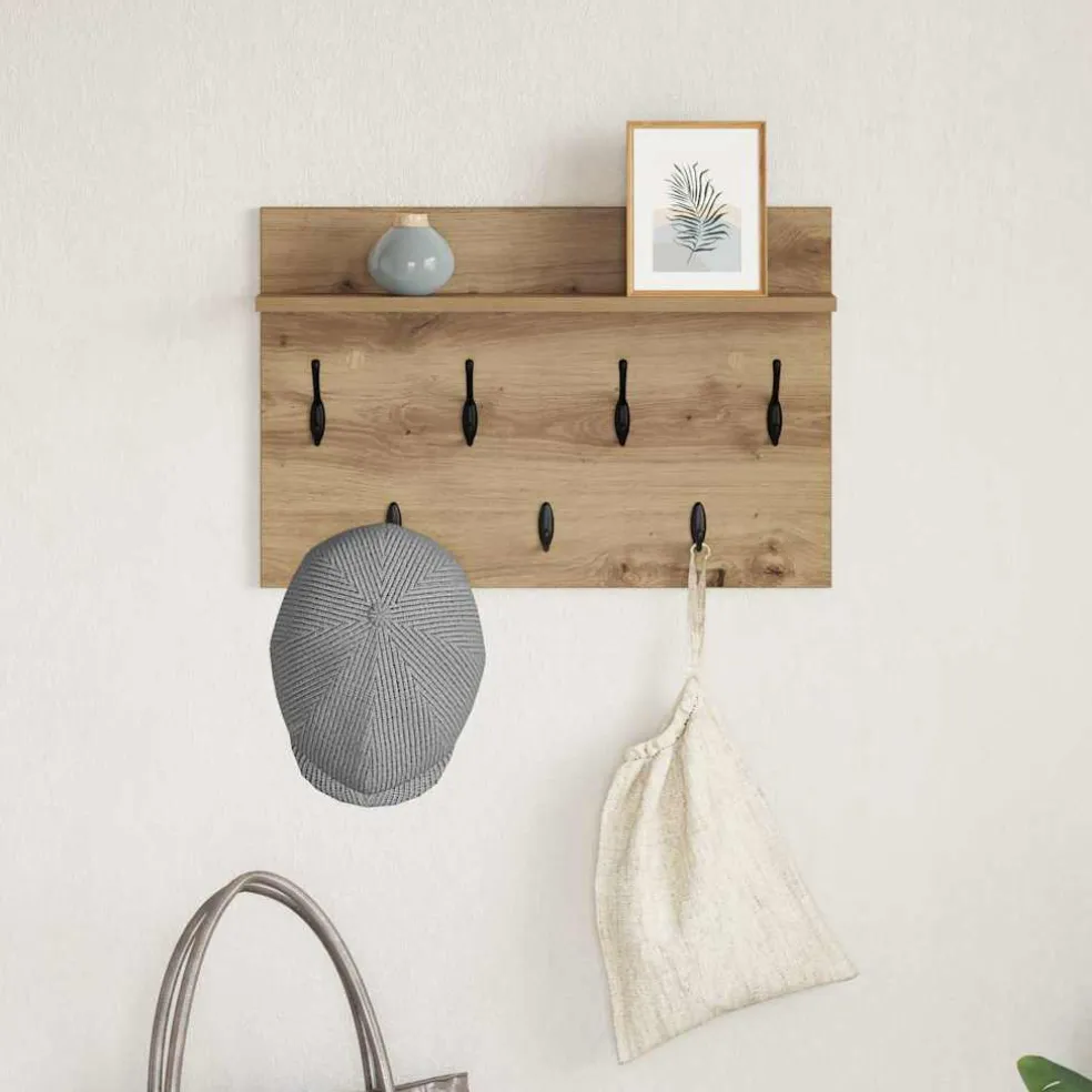 vidaXL Wandgemonteerde kapstok Muurmontage Artisan Eiken Bewerkt hout