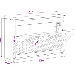 vidaXL Wandgemonteerde Schoenkast ALKMAAR 71 x 17 x 43 cm Bewerkt hout