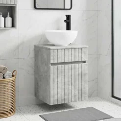 vidaXL Wandgemonteerde wastafelmeubel Betongrijs 39 x 35 x 63 cm