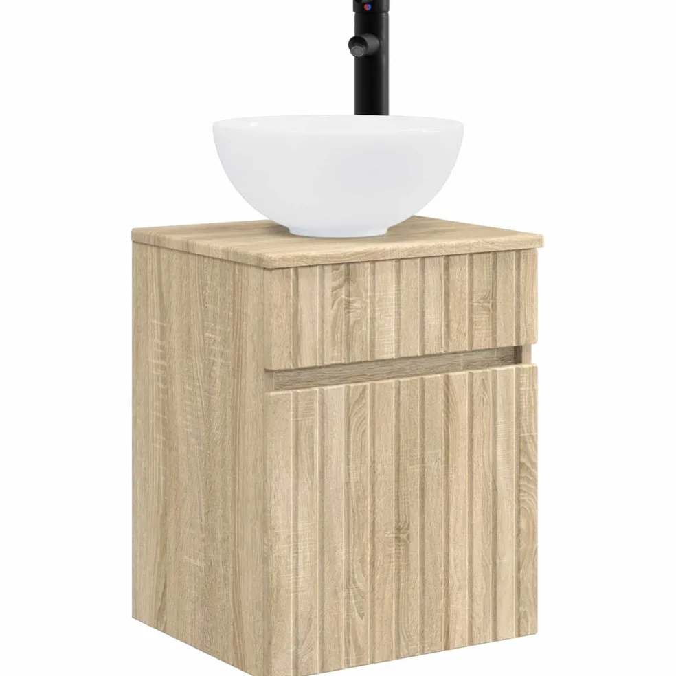 vidaXL Wandgemonteerde wastafelmeubel Sonoma Eiken 39 x 41 x 64,5 cm