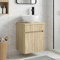 vidaXL Wandgemonteerde wastafelmeubel Sonoma Eiken 39 x 41 x 64,5 cm