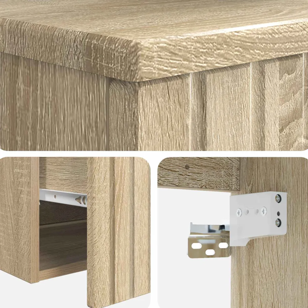 vidaXL Wandgemonteerde wastafelmeubel Sonoma Eiken 39 x 41 x 64,5 cm