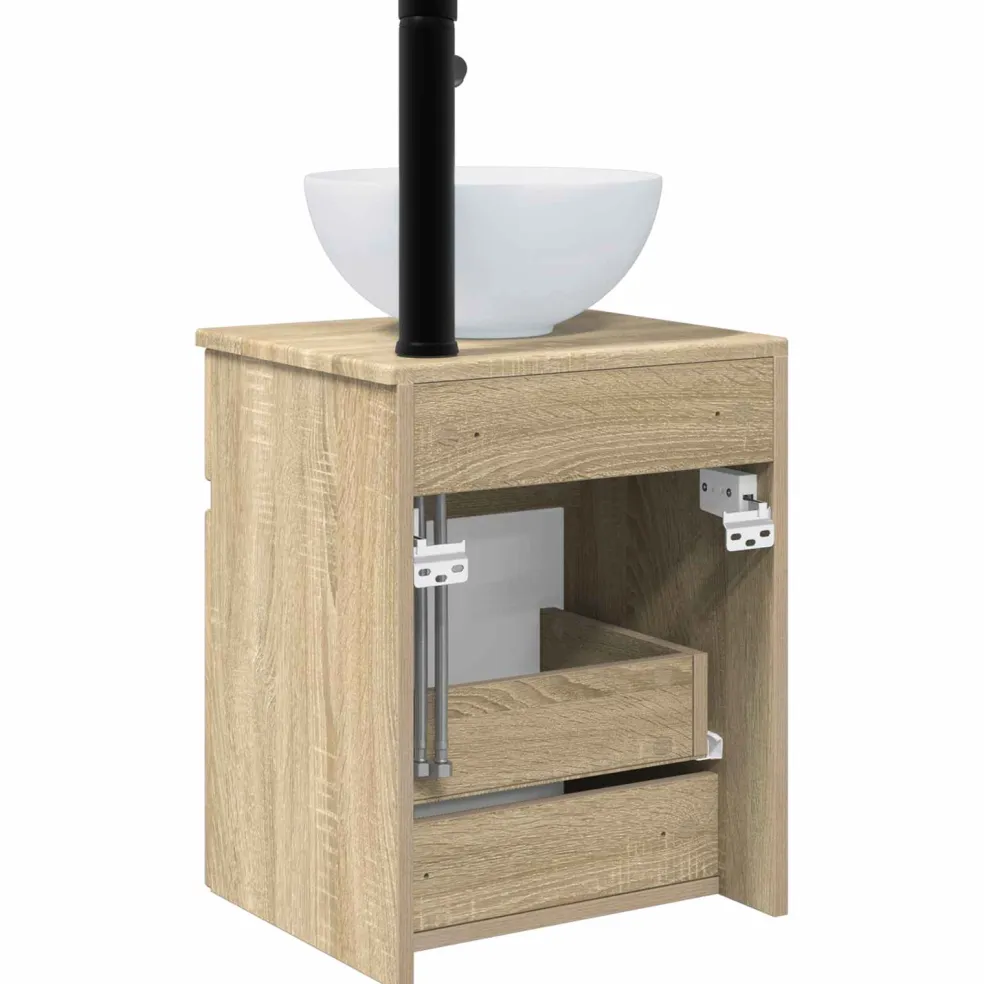 vidaXL Wandgemonteerde wastafelmeubel Sonoma Eiken 39 x 41 x 64,5 cm