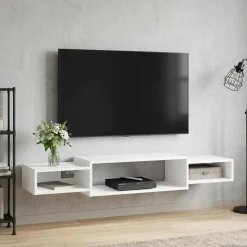 vidaXL Wandgemonteerd tv-meubel Muurmontage Wit 140 x 28 x 21 cm