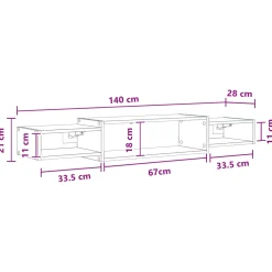 vidaXL Wandgemonteerd tv-meubel Muurmontage Wit 140 x 28 x 21 cm