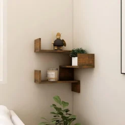 vidaXL Wandhoekplanken Muurmontage Gerookt eiken 40 x 40 x 49,5 cm
