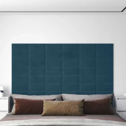 vidaXL Wandhoofdbord 12 st Blauw Fluweel