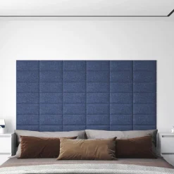 vidaXL Wandhoofdbord 12 st 30 x 15 cm Blauw Stof