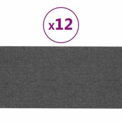 vidaXL Wandhoofdbord 12 st 30 x 15 cm Donkergrijs Stof