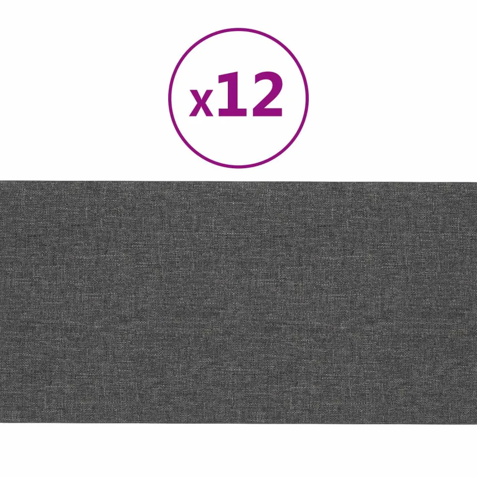vidaXL Wandhoofdbord 12 st 30 x 15 cm Donkergrijs Stof