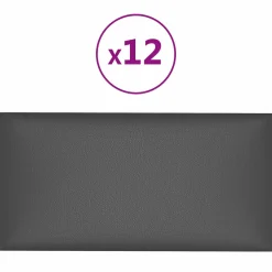 vidaXL Wandhoofdbord 12 st 30 x 15 cm Grijs Stof