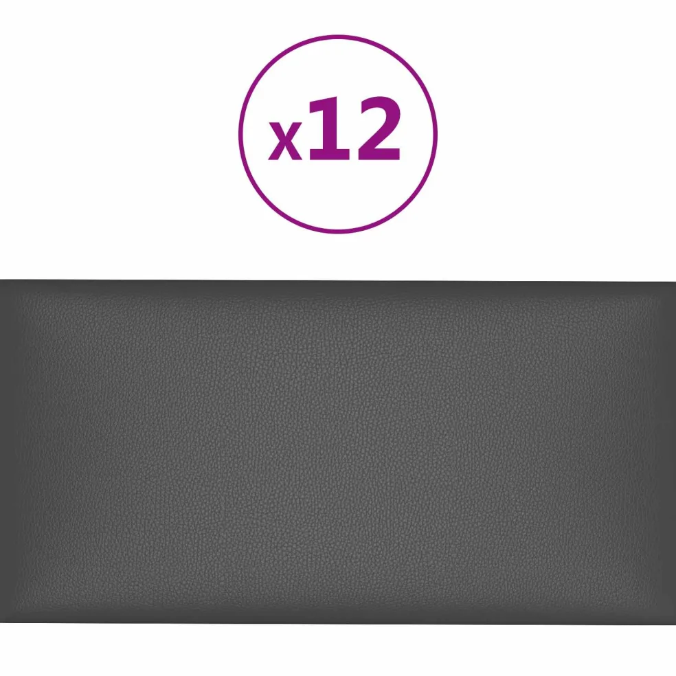 vidaXL Wandhoofdbord 12 st 30 x 15 cm Grijs Stof