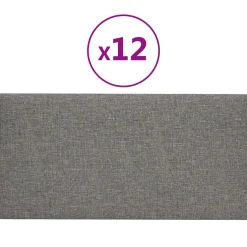 vidaXL Wandhoofdbord 12 st 30 x 15 cm Lichtgrijs Stof