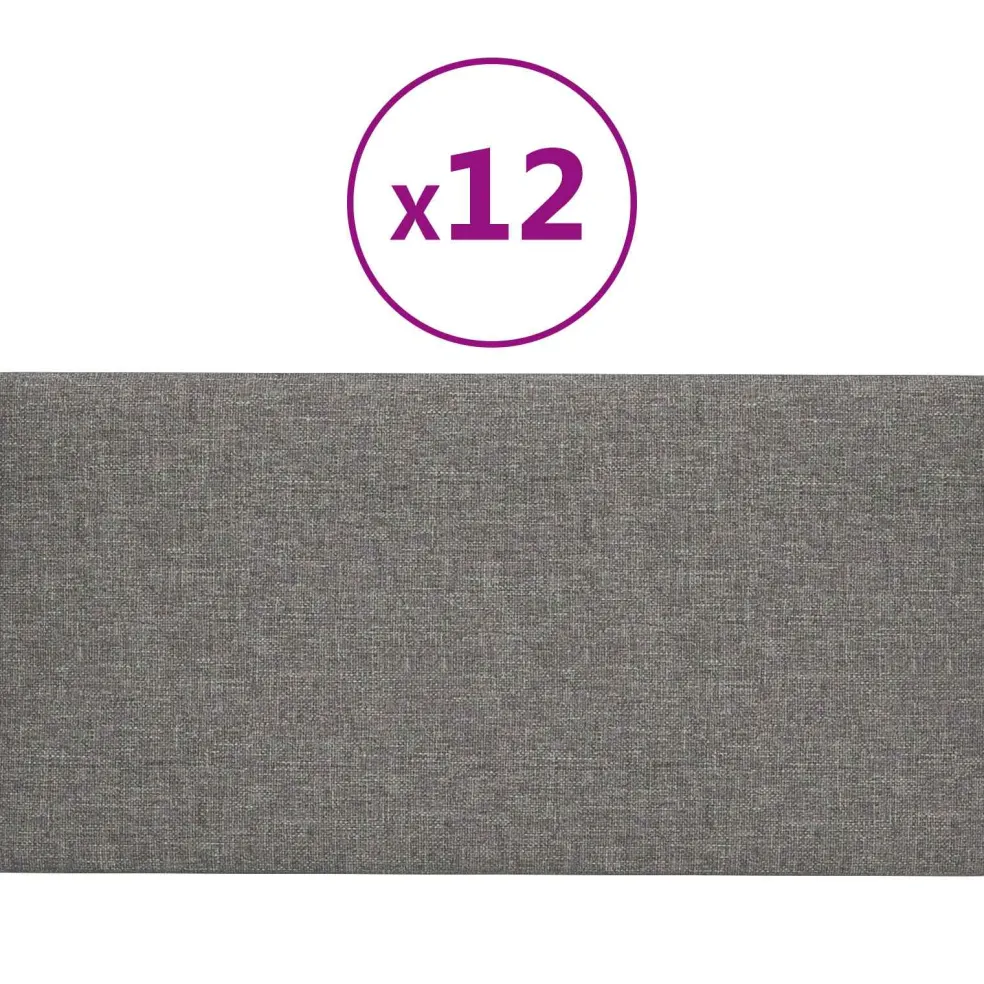vidaXL Wandhoofdbord 12 st 30 x 15 cm Lichtgrijs Stof