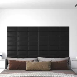 vidaXL Wandhoofdbord 12 st 30 x 15 cm Zwart Stof