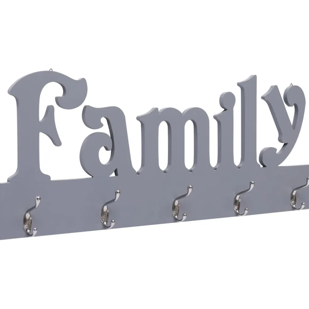 vidaXL Wandkapstok FAMILY 74x29,5 cm grijs