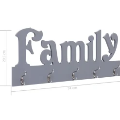 vidaXL Wandkapstok FAMILY 74x29,5 cm grijs