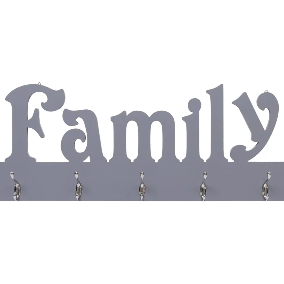 vidaXL Wandkapstok FAMILY 74x29,5 cm grijs