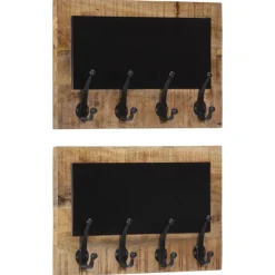 vidaXL Wandkapstokken 2 st met 4 haken massief mangohout